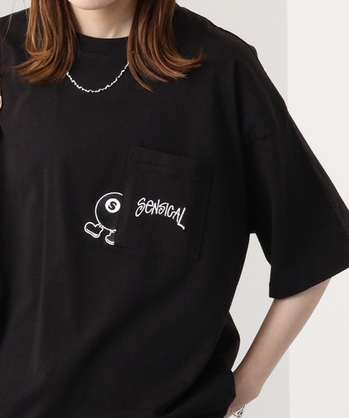 FUNALIVE（ファンアライブ）の「オーバーサイズ ポケ付き刺繍＆バックプリント ヘビーウエイト半袖Tシャツ（Tシャツ/カットソー・メンズ・ホワイト/ブラック系1/ブラック系/ブラック/ホワイト系/ホワイト系1/ブラック系3/ホワイト系2/ブラック系2/ホワイト系3・LL/L/M）」の8枚目の写真