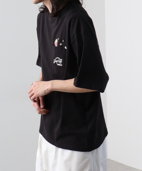 FUNALIVE（ファンアライブ）の「オーバーサイズ ポケ付き刺繍＆バックプリント ヘビーウエイト半袖Tシャツ（Tシャツ/カットソー・メンズ・ホワイト/ブラック系1/ブラック系/ブラック/ホワイト系/ホワイト系1/ブラック系3/ホワイト系2/ブラック系2/ホワイト系3・LL/L/M）」の12枚目の写真