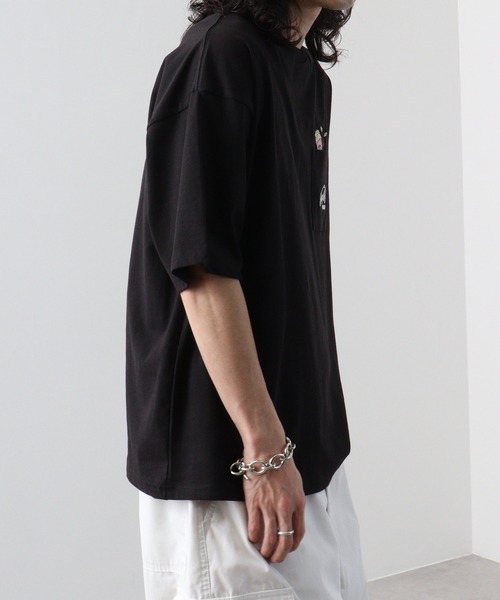 FUNALIVE（ファンアライブ）の「オーバーサイズ ポケ付き刺繍＆バックプリント ヘビーウエイト半袖Tシャツ（Tシャツ/カットソー・メンズ・ホワイト/ブラック系1/ブラック系/ブラック/ホワイト系/ホワイト系1/ブラック系3/ホワイト系2/ブラック系2/ホワイト系3・LL/L/M）」の14枚目の写真