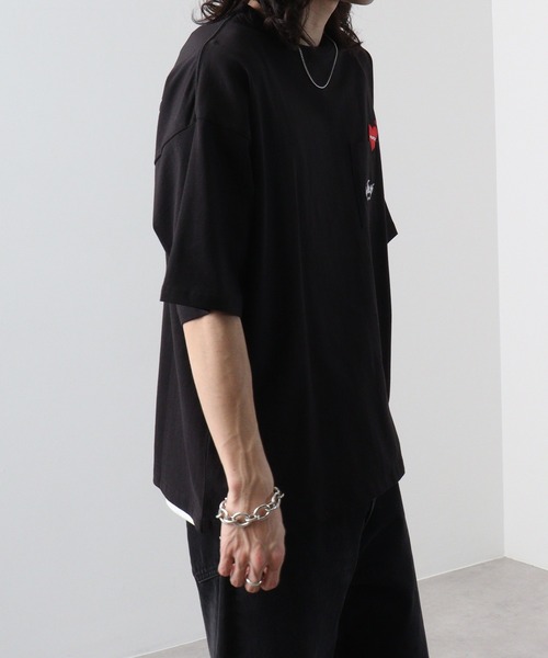 FUNALIVE（ファンアライブ）の「オーバーサイズ ポケ付き刺繍＆バックプリント ヘビーウエイト半袖Tシャツ（Tシャツ/カットソー・メンズ・ホワイト/ブラック系1/ブラック系/ブラック/ホワイト系/ホワイト系1/ブラック系3/ホワイト系2/ブラック系2/ホワイト系3・LL/L/M）」の20枚目の写真