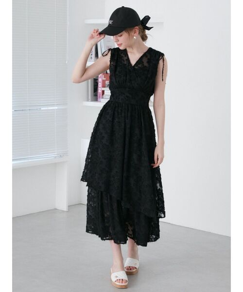 CALNAMUR（カルナムール）の「カットジャガードティアードワンピース（ワンピース・レディース・アイボリー/ブラック/ピンク・FREE）」の3枚目の写真