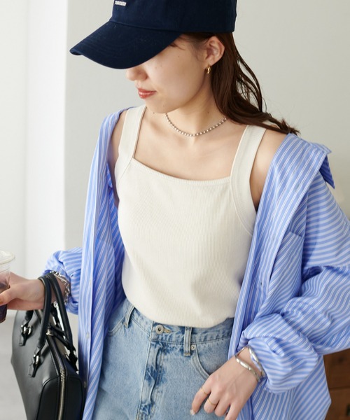 DISCOAT(ディスコート)の「リブメランジスクエアタンクトップ(タンクトップ・レディース・アイボリー/ブラック/ライトグレー/オレンジ/オレンジ系その他・FREE)」の7枚目の写真