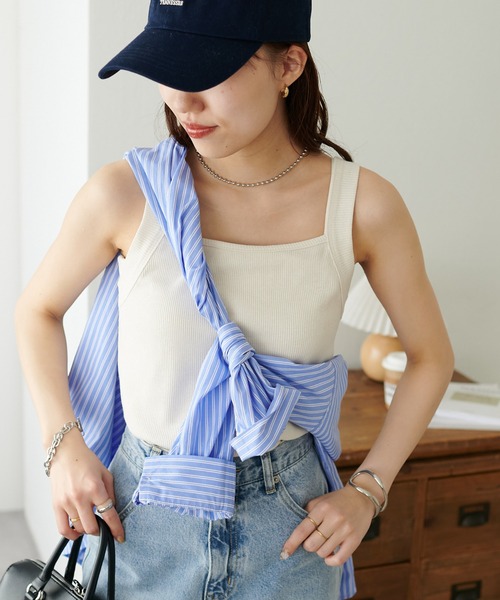 DISCOAT(ディスコート)の「リブメランジスクエアタンクトップ(タンクトップ・レディース・アイボリー/ブラック/ライトグレー/オレンジ/オレンジ系その他・FREE)」の11枚目の写真