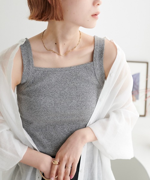 DISCOAT(ディスコート)の「リブメランジスクエアタンクトップ(タンクトップ・レディース・アイボリー/ブラック/ライトグレー/オレンジ/オレンジ系その他・FREE)」の16枚目の写真