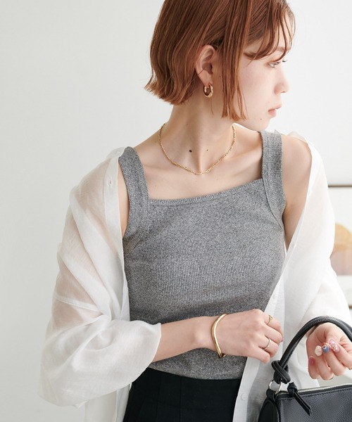 DISCOAT(ディスコート)の「リブメランジスクエアタンクトップ(タンクトップ・レディース・アイボリー/ブラック/ライトグレー/オレンジ/オレンジ系その他・FREE)」の17枚目の写真