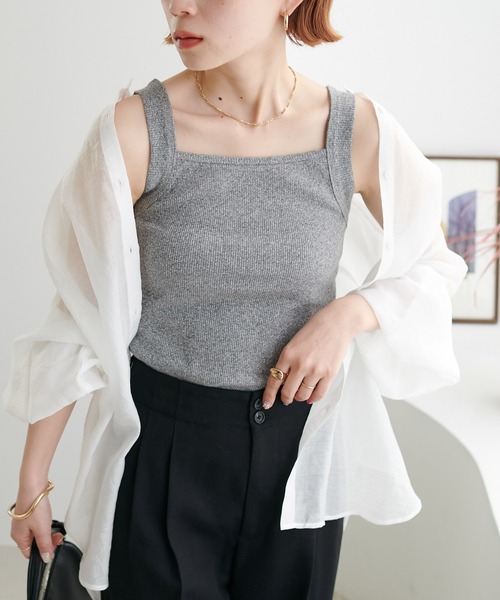 DISCOAT(ディスコート)の「リブメランジスクエアタンクトップ(タンクトップ・レディース・アイボリー/ブラック/ライトグレー/オレンジ/オレンジ系その他・FREE)」の15枚目の写真