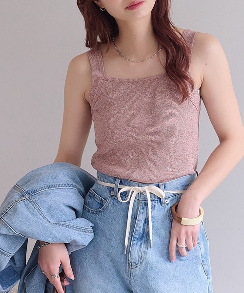 DISCOAT(ディスコート)の「リブメランジスクエアタンクトップ(タンクトップ・レディース・アイボリー/ブラック/ライトグレー/オレンジ/オレンジ系その他・FREE)」の22枚目の写真