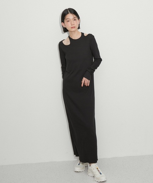ADAM ET ROPE'（アダムエロペ）の「テレコワンピース by PlaX(TM)（ワンピース・レディース・ブラック/キナリ・FREE）」の2枚目の写真