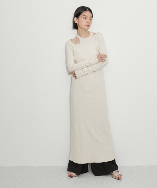 ADAM ET ROPE'（アダムエロペ）の「テレコワンピース by PlaX(TM)（ワンピース・レディース・ブラック/キナリ・FREE）」の5枚目の写真