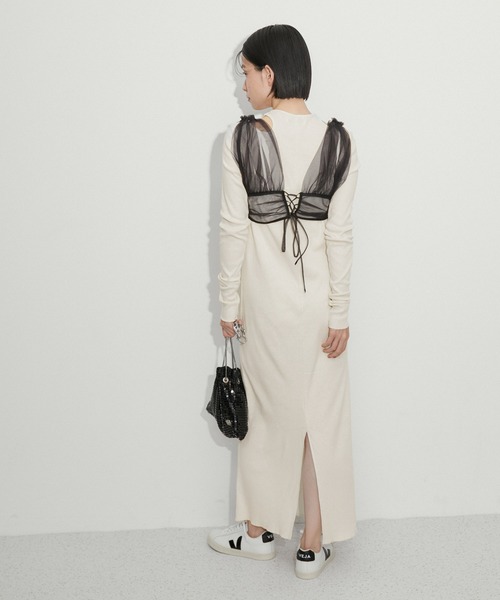 ADAM ET ROPE'（アダムエロペ）の「テレコワンピース by PlaX(TM)（ワンピース・レディース・ブラック/キナリ・FREE）」の8枚目の写真