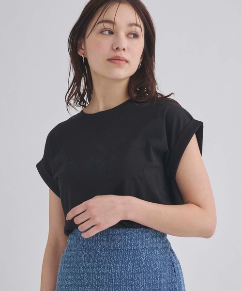 Edit Sheen（エディットシーン）の「天竺ポケットTシャツ【新色追加】（Tシャツ/カットソー・レディース・ブラック/ホワイト/ブルー/オリーブ/グレー/モカ/ベージュ/グレイッシュブルー・M/L）」の3枚目の写真
