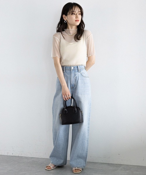 RAGEBLUE（レイジブルー）の「ハイネックラメシアートップス（Tシャツ/カットソー・レディース・グレー/ホワイト・FREE）」の3枚目の写真