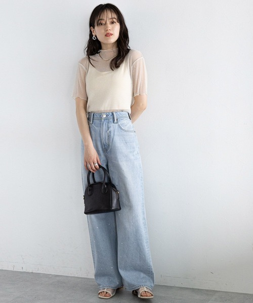 RAGEBLUE（レイジブルー）の「ハイネックラメシアートップス（Tシャツ/カットソー・レディース・グレー/ホワイト・FREE）」の4枚目の写真