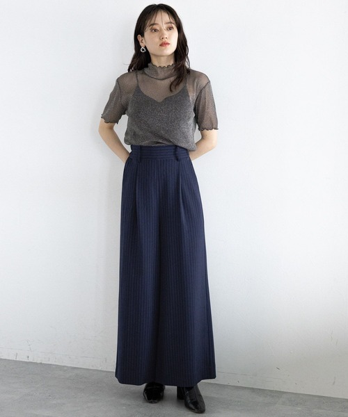 RAGEBLUE（レイジブルー）の「ハイネックラメシアートップス（Tシャツ/カットソー・レディース・グレー/ホワイト・FREE）」の9枚目の写真