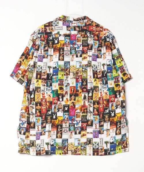 PLAYBOY(プレイボーイ)の「PLAYBOY / プレイボーイ 100COVER SS SHIRT レーヨンブロード オープンカラー 総柄SSシャツ(シャツ/ブラウス・メンズ・ブラック/その他1・LARGE/MEDIUM)」の3枚目の写真