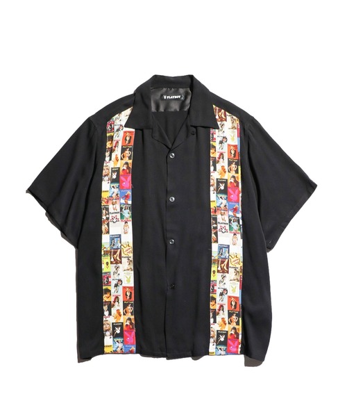 PLAYBOY(プレイボーイ)の「PLAYBOY / プレイボーイ 100COVER SS SHIRT レーヨンブロード オープンカラー 総柄SSシャツ(シャツ/ブラウス・メンズ・ブラック/その他1・LARGE/MEDIUM)」の5枚目の写真