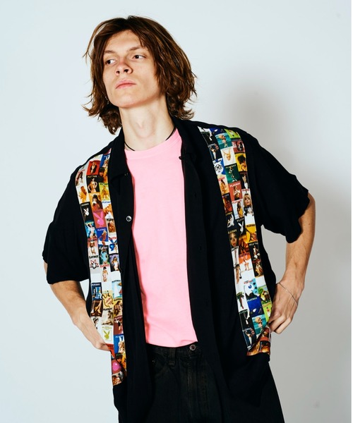 PLAYBOY(プレイボーイ)の「PLAYBOY / プレイボーイ 100COVER SS SHIRT レーヨンブロード オープンカラー 総柄SSシャツ(シャツ/ブラウス・メンズ・ブラック/その他1・LARGE/MEDIUM)」の7枚目の写真
