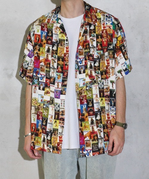 PLAYBOY(プレイボーイ)の「PLAYBOY / プレイボーイ 100COVER SS SHIRT レーヨンブロード オープンカラー 総柄SSシャツ(シャツ/ブラウス・メンズ・ブラック/その他1・LARGE/MEDIUM)」の18枚目の写真