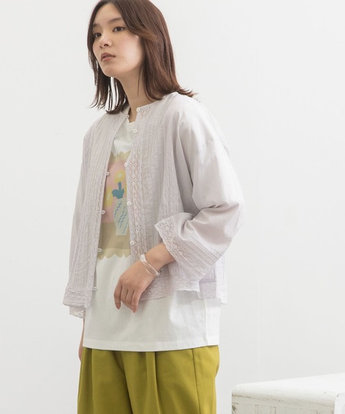 POU DOU DOU（プードゥドゥ）の「＜made in INDIA＞ピンタックレースブラウス（シャツ/ブラウス・レディース・ブラック/ライトブルー/オフホワイト・3）」の19枚目の写真