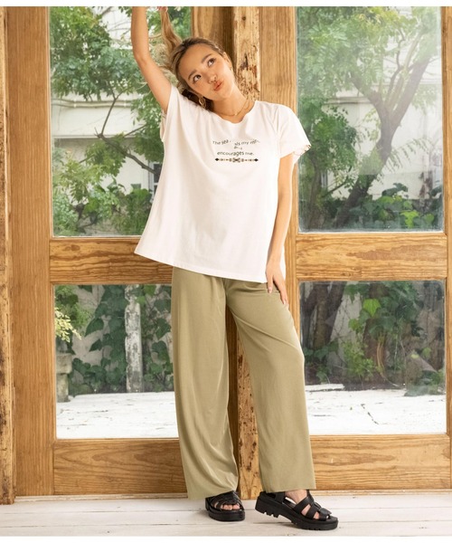 anap mimpi（アナップミンピ）の「バック オルテガ メッセージ プリント ドルマン Tシャツ（Tシャツ/カットソー・レディース・ホワイト/ベージュ系その他/ネイビー・FREE）」の13枚目の写真