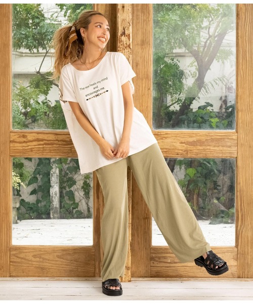 anap mimpi（アナップミンピ）の「バック オルテガ メッセージ プリント ドルマン Tシャツ（Tシャツ/カットソー・レディース・ホワイト/ベージュ系その他/ネイビー・FREE）」の14枚目の写真