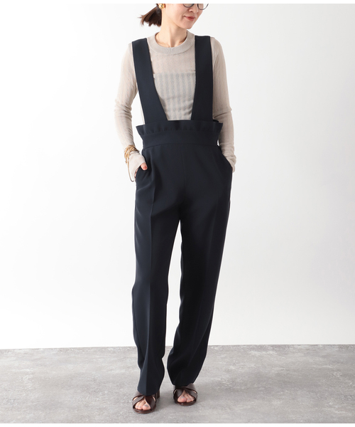 VERMEIL par iena（ヴェルメイユパーイエナ）の「TA二重織ストレッチサロペット（サロペット/オーバーオール・レディース・タン/ネイビー・36/38）」の14枚目の写真