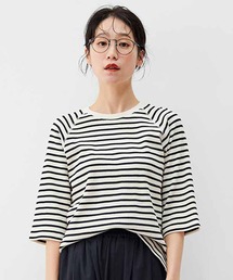 リブ イン コンフォート 何かと使える やわらかワッフルボーダートップス