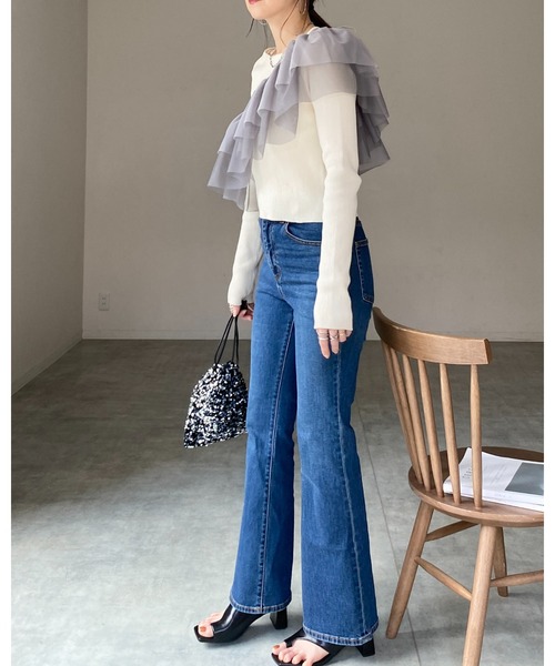 She's Closet（シーズクローゼット）の「バイカラーボリュームチュール付けフリル/つけ襟/ビスチェ【マルチウェイ】（付け襟・レディース・アイボリー/ダークグレー/ブルーグレー/ブラック・FREE）」の17枚目の写真