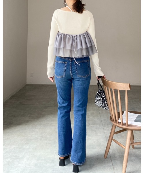 She's Closet（シーズクローゼット）の「バイカラーボリュームチュール付けフリル/つけ襟/ビスチェ【マルチウェイ】（付け襟・レディース・アイボリー/ダークグレー/ブルーグレー/ブラック・FREE）」の14枚目の写真