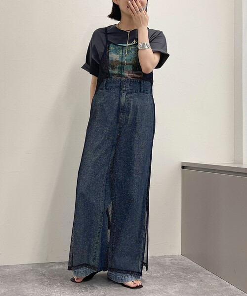 fredy emue(フレディエミュ)の「ラメメッシュキャミワンピース(ワンピース・レディース・ベージュ/ネイビー/オフホワイト・38)」の3枚目の写真