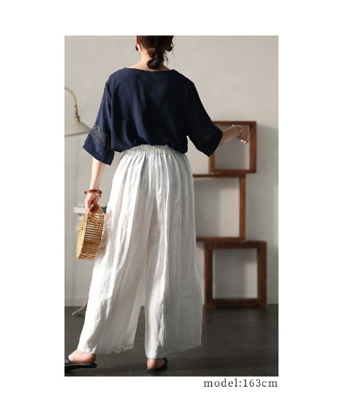 Sawa a la mode(サワアラモード)の「日本画モチーフ刺繍ポイントワイドパンツ(その他パンツ・レディース・ホワイト・FREE)」の10枚目の写真