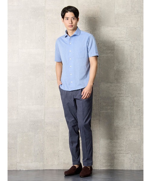 希少サイズXL꧁PAPAS꧂スラックス パンツ シャンブレーコットンリネン 伸縮 Perfect Suit FActory スラックス コットンリネン 千鳥柄