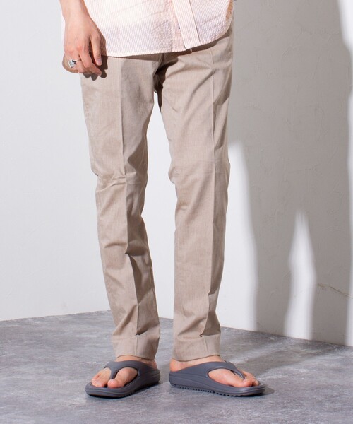GLOSTER(グロスター)の「【GLOSTER/グロスター】綿麻 COOLMAX スリムフィットパンツ ツイルスラックス(スラックス・メンズ・グレイッシュブルー/ブルー/チャコールグレー/ベージュ・S/M/L/XL)」の3枚目の写真