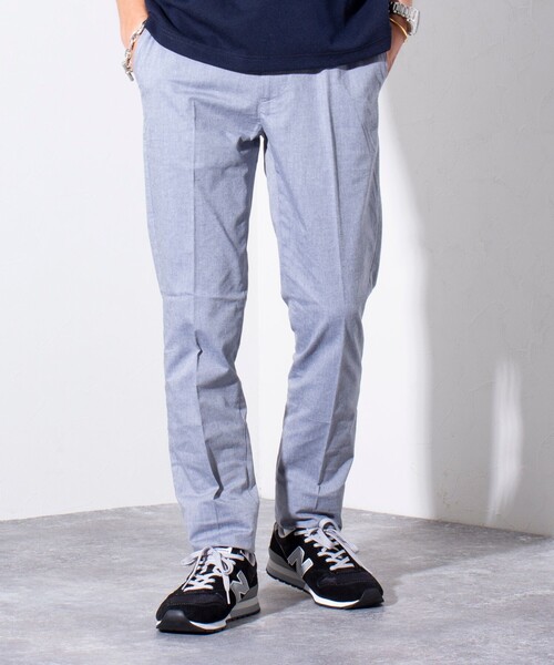 GLOSTER(グロスター)の「【GLOSTER/グロスター】綿麻 COOLMAX スリムフィットパンツ ツイルスラックス(スラックス・メンズ・グレイッシュブルー/ブルー/チャコールグレー/ベージュ・S/M/L/XL)」の4枚目の写真