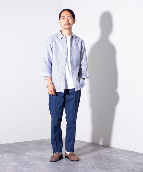 GLOSTER(グロスター)の「【GLOSTER/グロスター】綿麻 COOLMAX スリムフィットパンツ ツイルスラックス(スラックス・メンズ・グレイッシュブルー/ブルー/チャコールグレー/ベージュ・S/M/L/XL)」の13枚目の写真