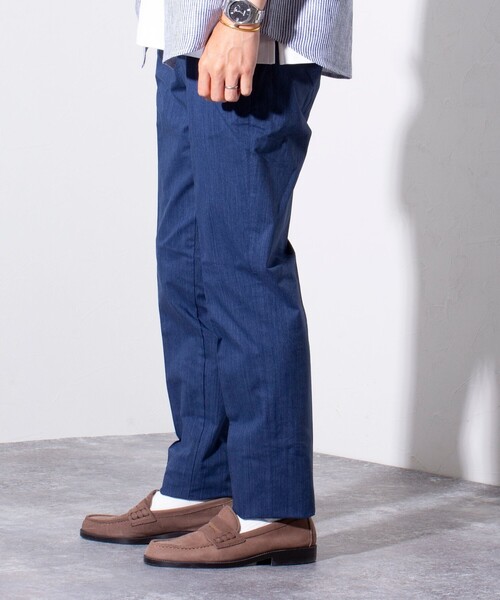 GLOSTER/グロスター】綿麻 COOLMAX スリムフィットパンツ ツイルスラックス