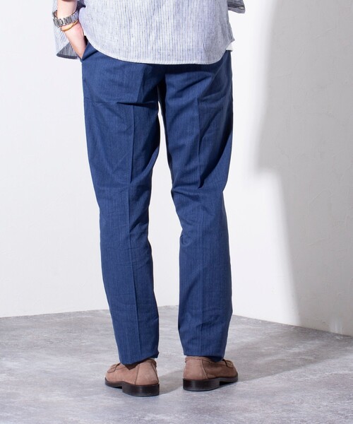 うる様 GLOSTER/グロスター】綿麻 COOLMAX スリムフィットパンツ ツイルスラックス