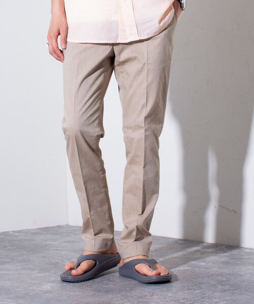 GLOSTER(グロスター)の「【GLOSTER/グロスター】綿麻 COOLMAX スリムフィットパンツ ツイルスラックス(スラックス・メンズ・グレイッシュブルー/ブルー/チャコールグレー/ベージュ・S/M/L/XL)」の5枚目の写真