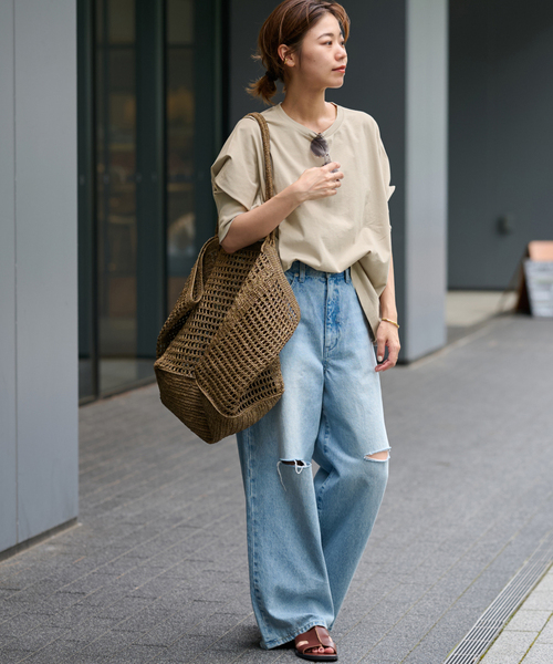 JOURNAL STANDARD relume（ジャーナルスタンダード　レリューム）の「《追加3》MVSコットンワイドプルオーバー（Tシャツ/カットソー・レディース・グレー/ブラック/ライトグレー・FREE）」の9枚目の写真