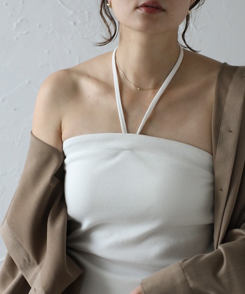 Bonjour Sagan（ボンジュールサガン）の「カップ付き2WAYチューブトップ（チューブトップ・レディース・オフホワイト/ブラック・FREE）」の6枚目の写真