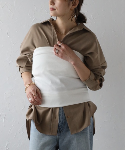 Bonjour Sagan（ボンジュールサガン）の「カップ付き2WAYチューブトップ（チューブトップ・レディース・オフホワイト/ブラック・FREE）」の8枚目の写真