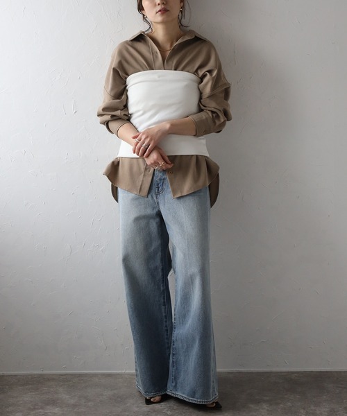 Bonjour Sagan（ボンジュールサガン）の「カップ付き2WAYチューブトップ（チューブトップ・レディース・オフホワイト/ブラック・FREE）」の9枚目の写真