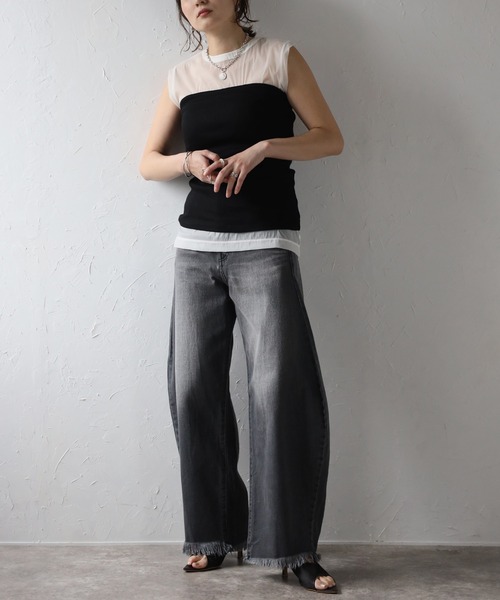 Bonjour Sagan（ボンジュールサガン）の「カップ付き2WAYチューブトップ（チューブトップ・レディース・オフホワイト/ブラック・FREE）」の14枚目の写真