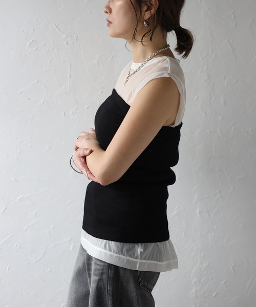 Bonjour Sagan（ボンジュールサガン）の「カップ付き2WAYチューブトップ（チューブトップ・レディース・オフホワイト/ブラック・FREE）」の15枚目の写真