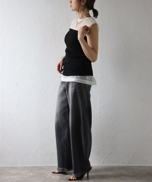 Bonjour Sagan（ボンジュールサガン）の「カップ付き2WAYチューブトップ（チューブトップ・レディース・オフホワイト/ブラック・FREE）」の16枚目の写真