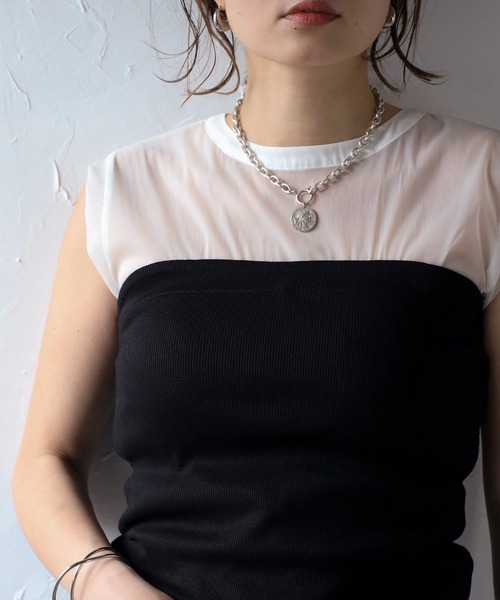 Bonjour Sagan（ボンジュールサガン）の「カップ付き2WAYチューブトップ（チューブトップ・レディース・オフホワイト/ブラック・FREE）」の19枚目の写真