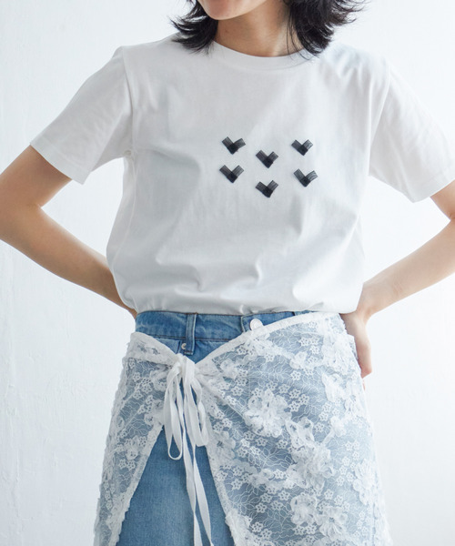 VENCEEXCHANGE(ヴァンスエクスチェンジ)の「オーガンジーハートTシャツ(Tシャツ/カットソー・レディース・ライトグレー/オフホワイト/チャコールグレー・FREE)」の7枚目の写真