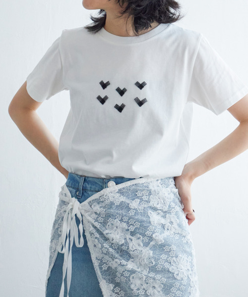VENCEEXCHANGE(ヴァンスエクスチェンジ)の「オーガンジーハートTシャツ(Tシャツ/カットソー・レディース・ライトグレー/オフホワイト/チャコールグレー・FREE)」の8枚目の写真