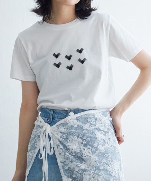 VENCEEXCHANGE(ヴァンスエクスチェンジ)の「オーガンジーハートTシャツ(Tシャツ/カットソー・レディース・ライトグレー/オフホワイト/チャコールグレー・FREE)」の9枚目の写真