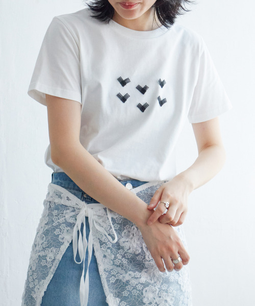 VENCEEXCHANGE(ヴァンスエクスチェンジ)の「オーガンジーハートTシャツ(Tシャツ/カットソー・レディース・ライトグレー/オフホワイト/チャコールグレー・FREE)」の10枚目の写真